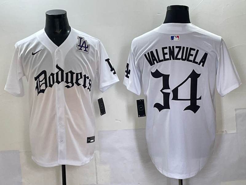 Men Los Angeles Dodgers  #34 Valenzuela white Nike 2025 MLB jersey 009->los angeles dodgers->MLB Jersey